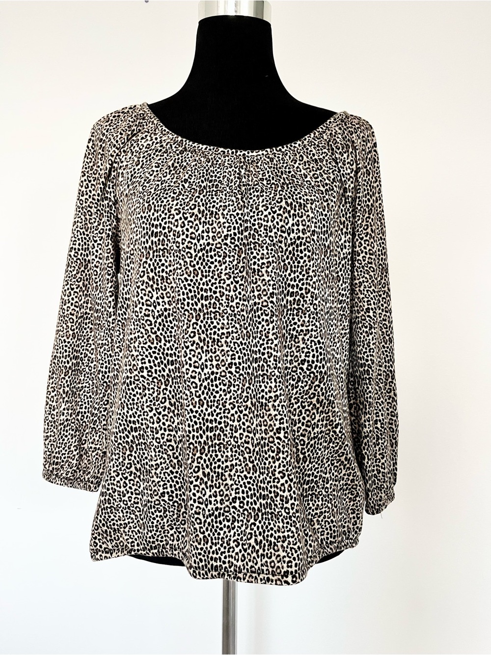 MICHAEL Michael Kors Leopard Print Peasant Top Size M